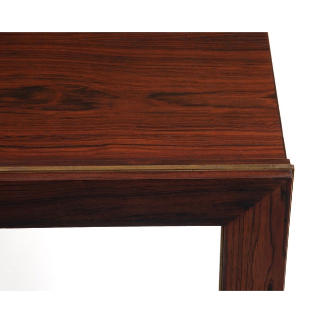 Mid Century CFC Silkeborg Danish Rosewood Square End Table Brass Trim For Sale - Image 12 of 17