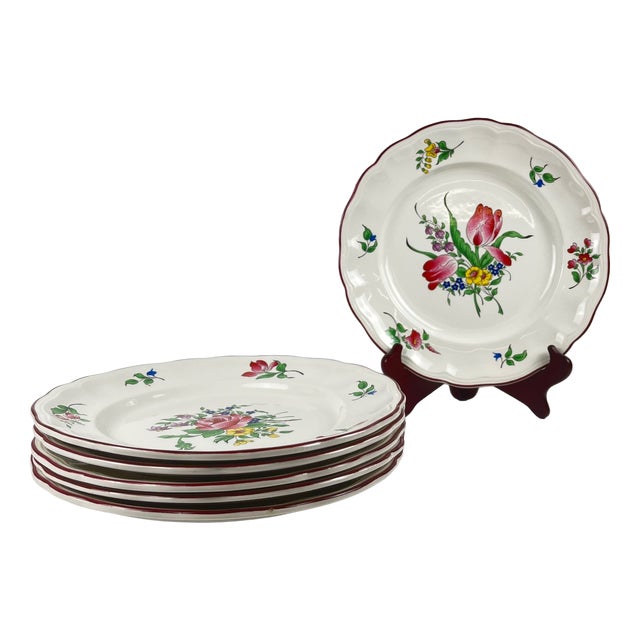 Dinner Plates with Streetlight Pattern from KG Luneville, 1950s, Set of 6 For Sale