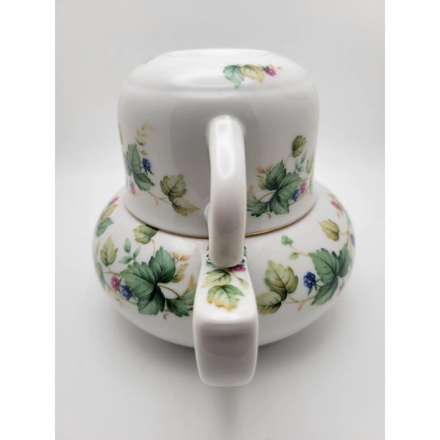 1960's Berries and Leaves Design Porcelain Tea Pot With Lid and Cup For Sale - Image 4 of 12