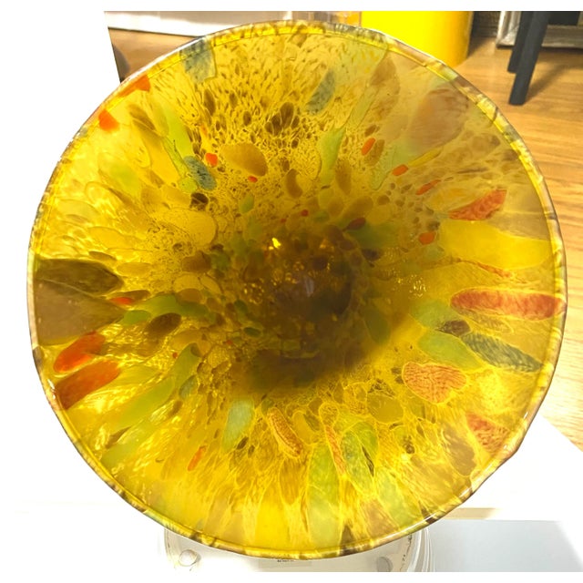 Vintage Murano Art Glass Vase Hand Blown Italian Gold Fleck Azzurra Maestri Vetrai For Sale - Image 11 of 11