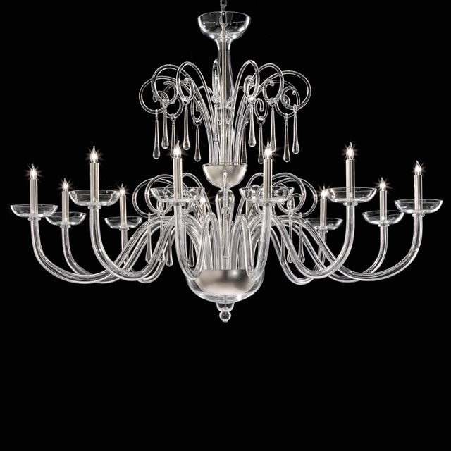 Huge Venetian Elegant Transparent “Curls” Murano Glass Chandelier For Sale - Image 6 of 6