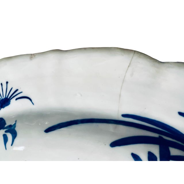 Antique Japanese Arita Blue White Charger Plate Foo Dog Lion Peony-19''-Asian For Sale - Image 10 of 11