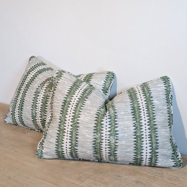 Rapture & Wright Tribal Stripe Lumbars in Green For Sale - Image 4 of 8