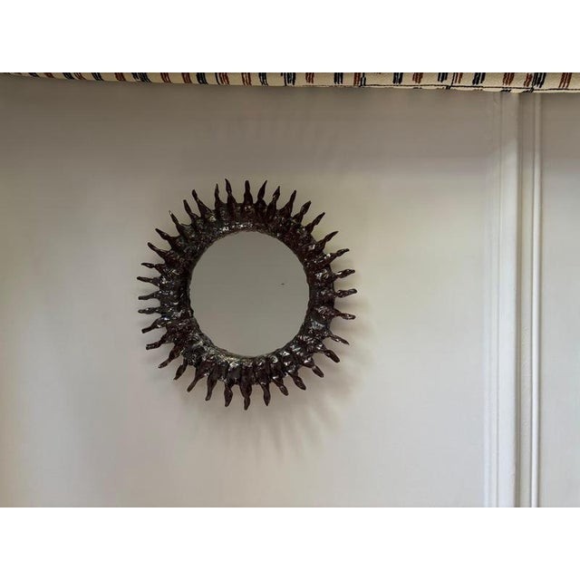Sole Bio French Ceramic Mirror by Renzo Maar For Sale - Image 9 of 11