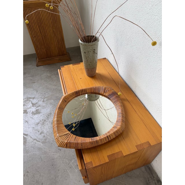 Vintage French Riviera Wicker-Framed Mirror, 1960s For Sale - Image 15 of 18