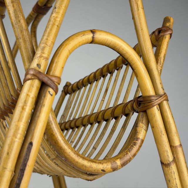 Vintage Bamboo and Vienna Straw Magazine Rack, Italy, 1960s For Sale - Image 16 of 17