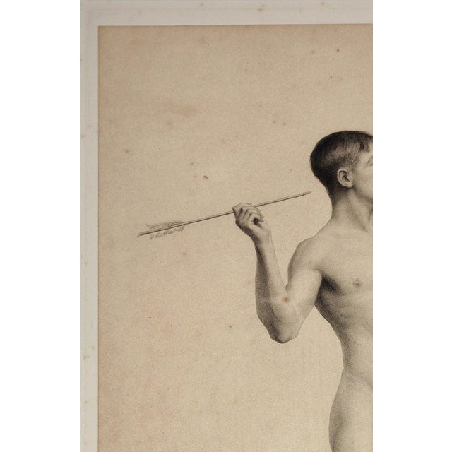 Paper Grand Prix De Rome Submission Depicting Nude Throwing an Arrow, 1906, Lithograph, Framed For Sale - Image 7 of 18