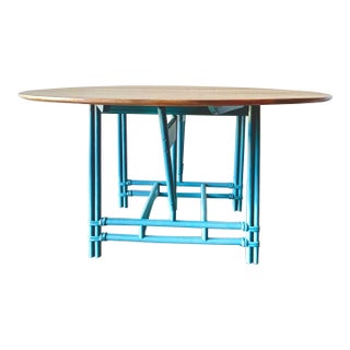 1950s Heywood-Wakefield Drop Leaf Dining Table, Refinished in Coastal Aqua For Sale