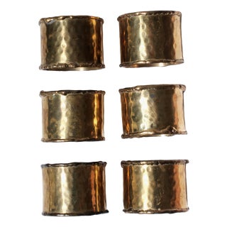 Textured Brass Napkin Rings, 1960, Set of 6 For Sale