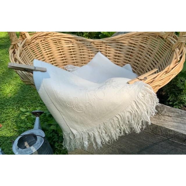 1900 - 1909 French Linen Damask Hand Towels, Set of 4, Monogrammed, Antique C. 1900 For Sale - Image 5 of 18