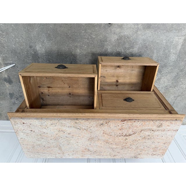 Wood Marble and Oak Counter, 1900 For Sale - Image 7 of 10