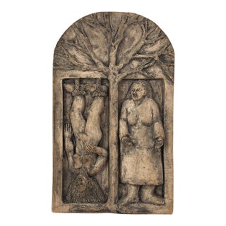 Marilyn Andrews - the Tree of Life Clay Bas-Relief Sculpture, Signed/Folk Art For Sale