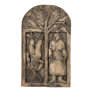 Marilyn Andrews - the Tree of Life Clay Bas-Relief Sculpture, Signed/Folk Art