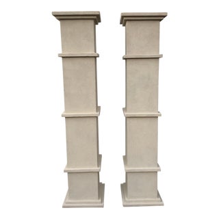 Cream Stone Colored Greek Architectural Columns** - a Pair For Sale