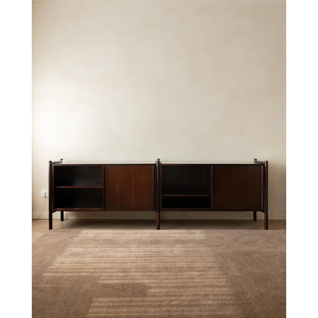 A vintage italian honduran rosewood archimede modular sideboard, designed by hirozi fukuoh for gavina and produced in...
