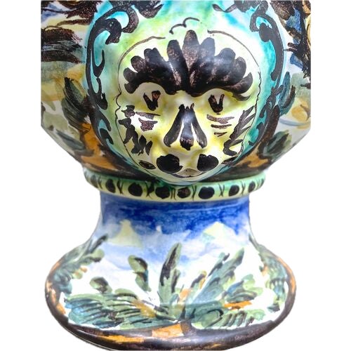 Blue Vintage Italian Hand-Painted Urn Vase For Sale - Image 8 of 9