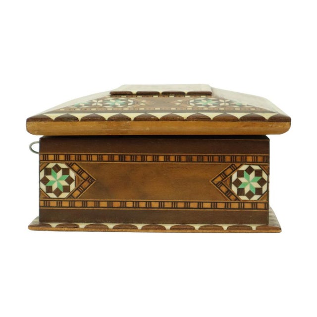 Marquetry Inlay Jewelry Trinket Box, 1970s For Sale - Image 6 of 18