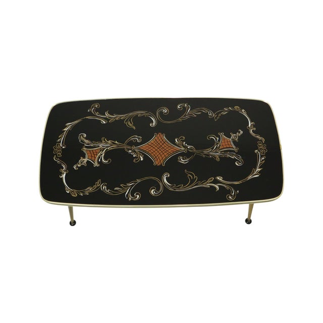 Vintage Rockabilly Glass Coffee Table with Conical Gold Legs, 1950s For Sale - Image 12 of 15
