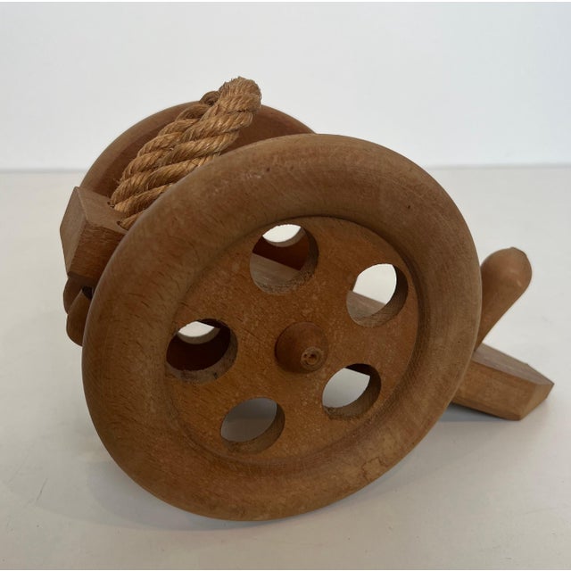1970s Wooden and rope bottle holder representing a cannon. French works by Audoux Minet For Sale - Image 6 of 12