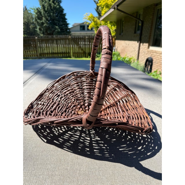 Vintage French Style Wicker Flower Basket For Sale - Image 9 of 10