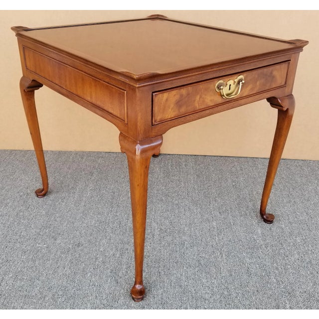 Classic Wellington Hall Queen Anne Mahogany End Side Occasional Table With Drawer For Sale - Image 10 of 10