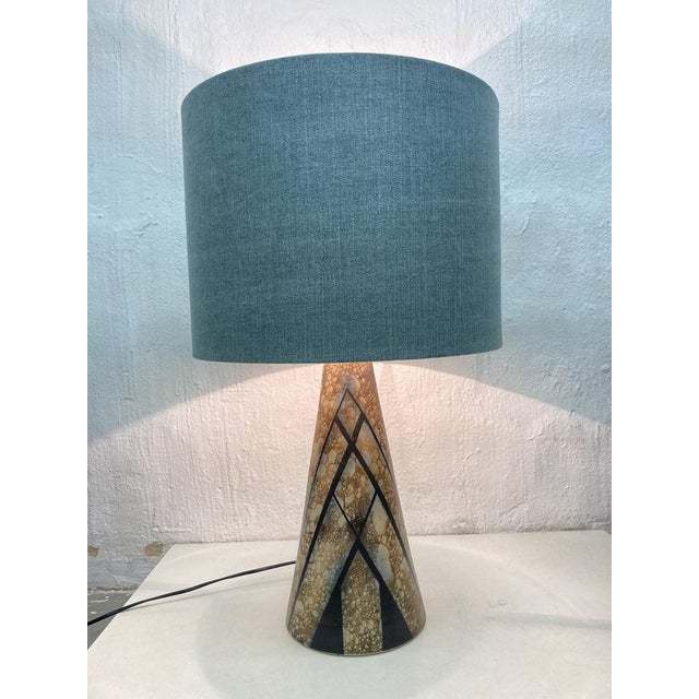 1980s Large Table Lamp with Conical Ceramic Base, 1970s For Sale - Image 5 of 9