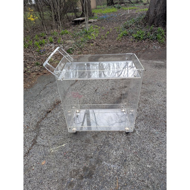 Metal 1970's Lucite Bar Cart For Sale - Image 7 of 9