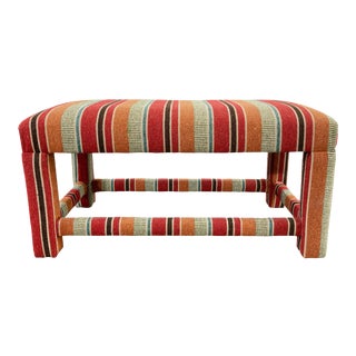 Striped Kilim Upholstered Bench Ottoman For Sale
