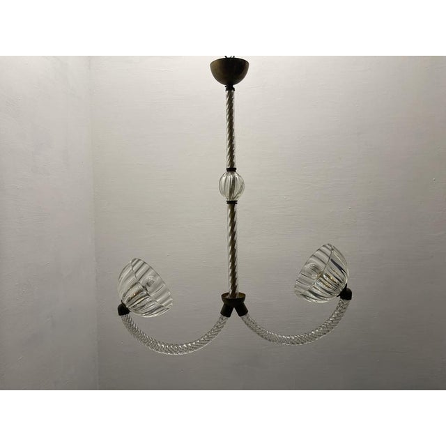 1940s Art Deco Murano Glass Light Pendant by Ercole Barovier for Murano, 1940s For Sale - Image 5 of 18