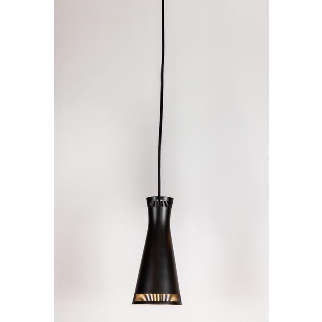 Idman 1950s Mauri Almari Perforated Black Metal Pendant for Idman Oy Finland For Sale - Image 4 of 12