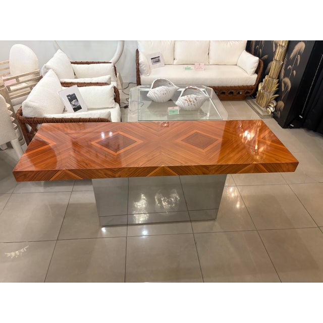 1970s Milo Baughman for Thayer Coggin Rosewood & Chrome Console Table Restored For Sale - Image 9 of 13