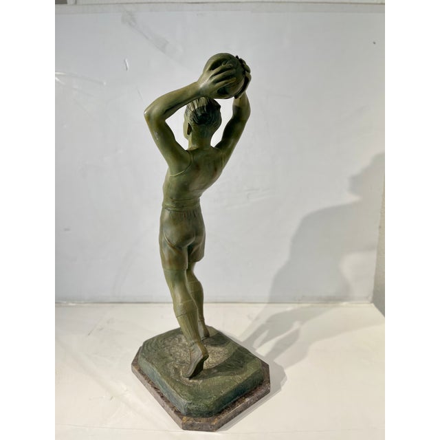 1940s 1940s Art Deco Period Bronzed Patina Male Athlete For Sale - Image 5 of 9