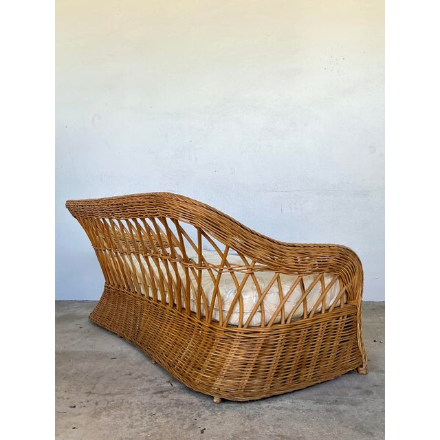Tan Vintage Braided Rattan 3 Seat Sofa For Sale - Image 8 of 12