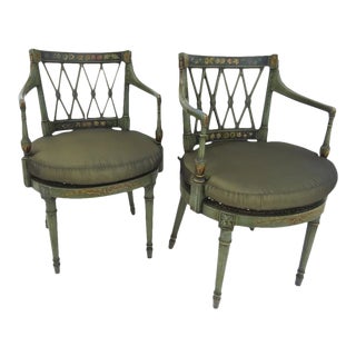 Hepplewhite Style Painted Chairs - a Pair For Sale