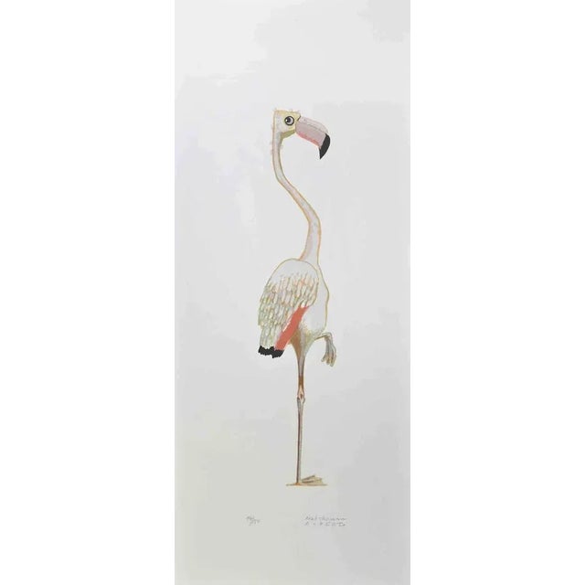 Flamingo is a lithograph realized by Alberto Mastroianni in the 1970s. Hand Signed on the lower right margin. Numbered on...