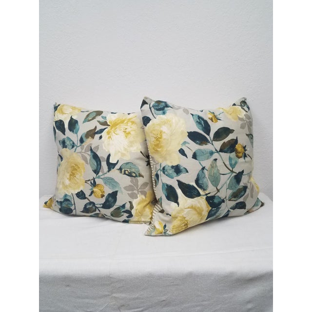 Yellow and Teal Floral Pillows A Pair Chairish