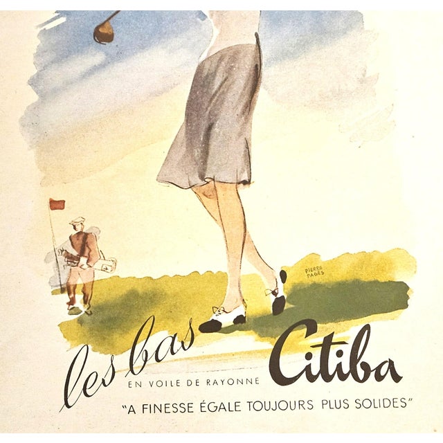 Mid-Century Modern 1946 French Mid-Century Advertisement Print-Golf For Sale - Image 3 of 4