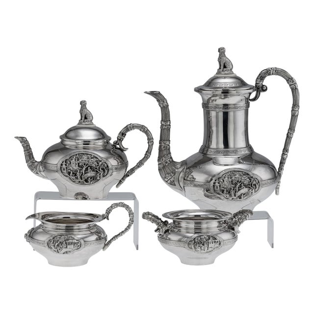 Antique 19th Century Dutch Chinoiserie Style Tea and Coffee Service by J.M. Van Kempen & Zonen, Set of 4 For Sale