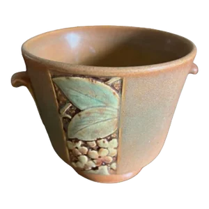 Antique Weller Pottery Pot/Planter Leaf and Flower Design