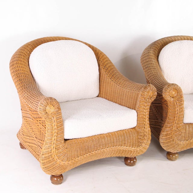 Vintage Wicker Armchairs, 1970s, Set of 2 For Sale - Image 3 of 18