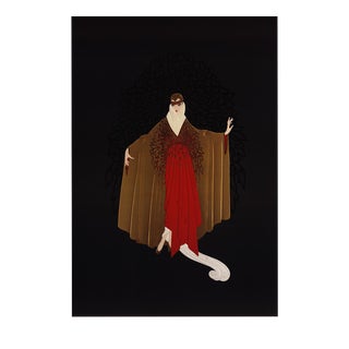 1993 Erte 'Place De L'Opera' Art Deco Black,Brown,Red Usa Offset Lithograph For Sale
