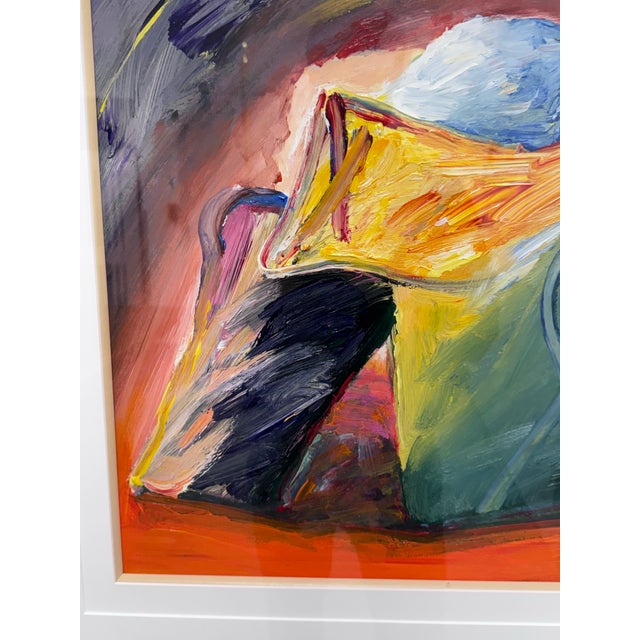 Circa 2001 Albert E. Smith Custom Framed Abstract Painting For Sale - Image 9 of 12