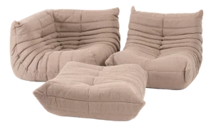 Vintage Ligne Roset Togo 3-Piece Corner Lounge in Dune Gray Fabric