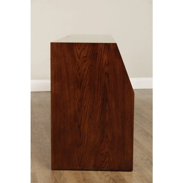 Henredon 1970s Henredon 'Scene One' Campaign Style Oak & Brass Queen Storage Headboard For Sale - Image 4 of 12