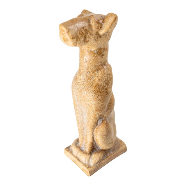 19th or 20th Century Egyptian Revival Faience Type Pottery Figure of a Seated Dog For Sale