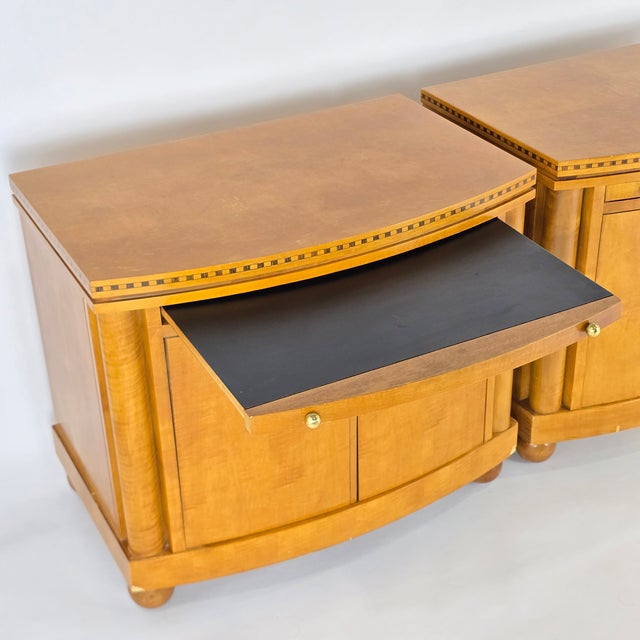 Pair of vintage Hickory White "Genesis Collection" nightstands inspired by 19th-century Austrian/German Biedermeier, Art...