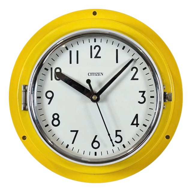 Vintage Yellow Ships Wall Clock from Citizen, 1970s For Sale