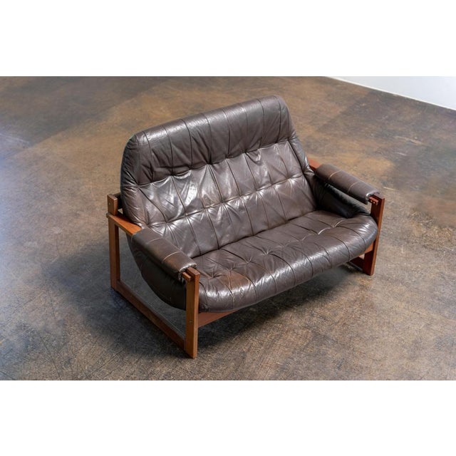 Brazilian Modern Leather Sofas and Lounge Chair by Percival Lafer, 1970s, Set of 3 For Sale - Image 11 of 18