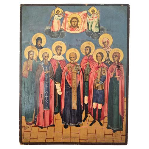19th Century Orthodox Icon with Convention of Saints For Sale - Image 14 of 14