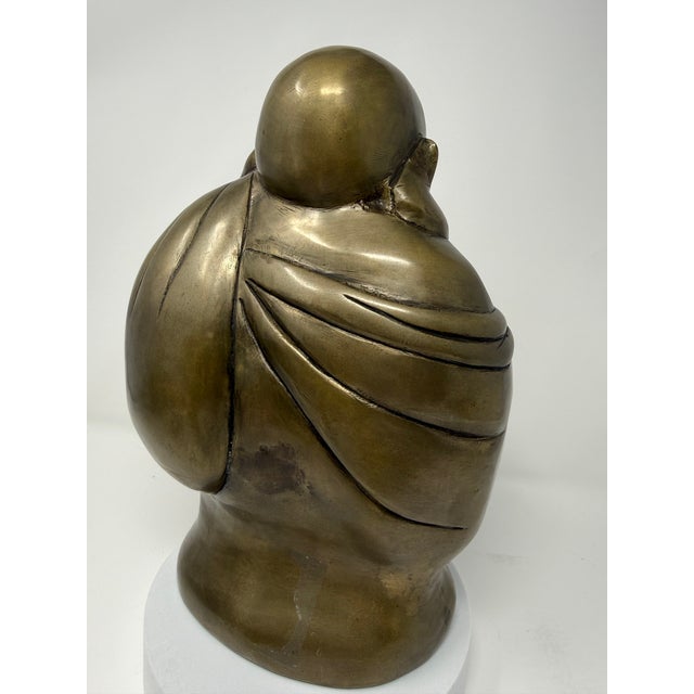 Vintage Cast Brass Budai Laughing Buddha Sculpture For Sale In Seattle - Image 6 of 10